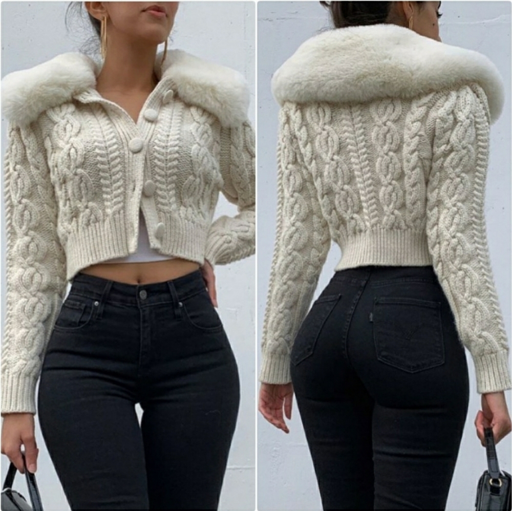 Zara faux fur trim knit cardigan - Picture 5 of 9